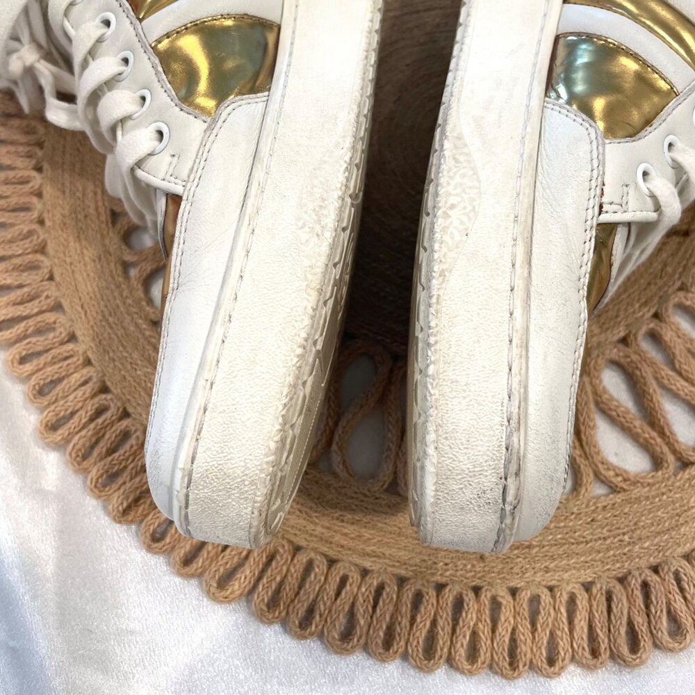 Gucci Signature Padded Leather High White Gold Sneakers EU 40 - Picture 6 of 16